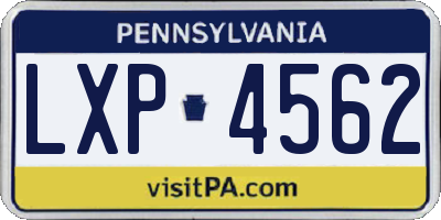PA license plate LXP4562