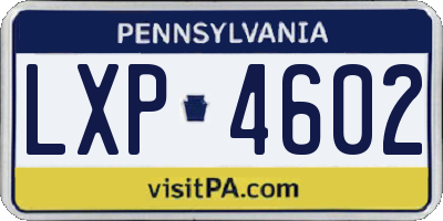PA license plate LXP4602