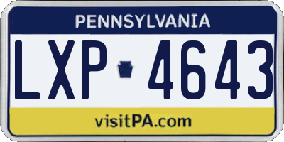 PA license plate LXP4643