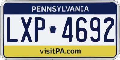 PA license plate LXP4692