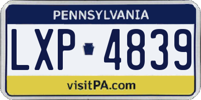 PA license plate LXP4839