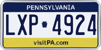PA license plate LXP4924