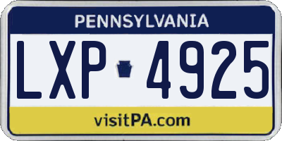 PA license plate LXP4925