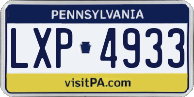 PA license plate LXP4933