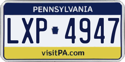 PA license plate LXP4947