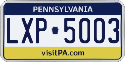 PA license plate LXP5003
