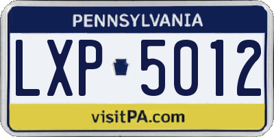 PA license plate LXP5012