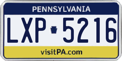 PA license plate LXP5216