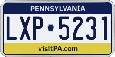 PA license plate LXP5231