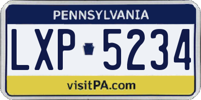 PA license plate LXP5234