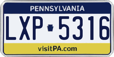 PA license plate LXP5316