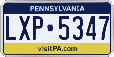 PA license plate LXP5347