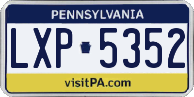 PA license plate LXP5352