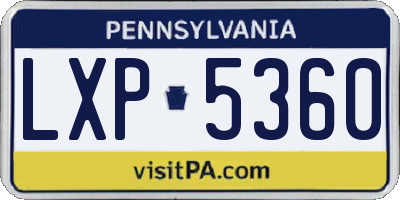 PA license plate LXP5360