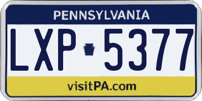 PA license plate LXP5377