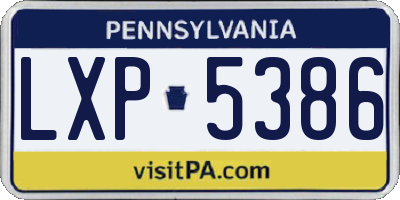 PA license plate LXP5386