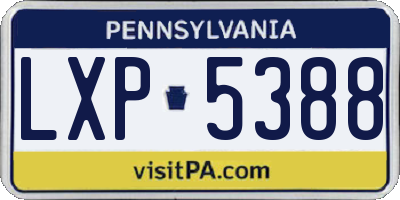 PA license plate LXP5388