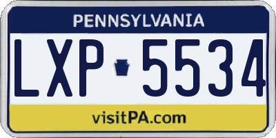 PA license plate LXP5534