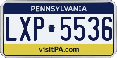 PA license plate LXP5536