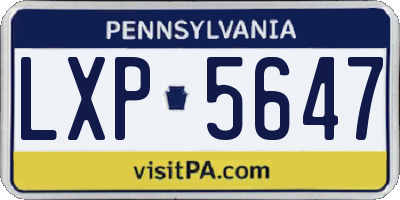 PA license plate LXP5647