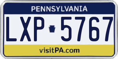 PA license plate LXP5767