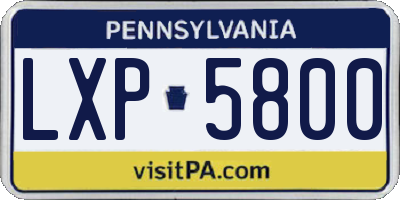 PA license plate LXP5800