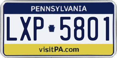 PA license plate LXP5801