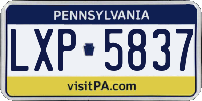 PA license plate LXP5837