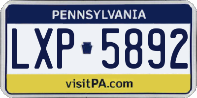 PA license plate LXP5892