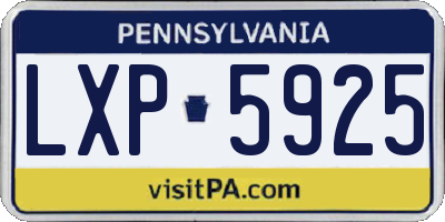 PA license plate LXP5925