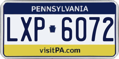 PA license plate LXP6072