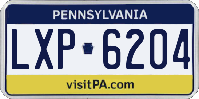 PA license plate LXP6204