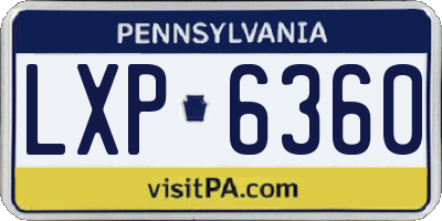 PA license plate LXP6360