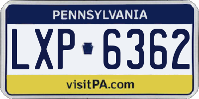 PA license plate LXP6362
