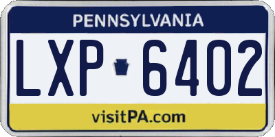 PA license plate LXP6402