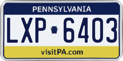 PA license plate LXP6403
