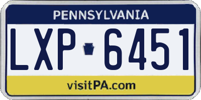 PA license plate LXP6451