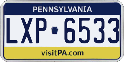 PA license plate LXP6533