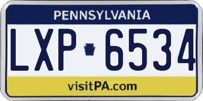 PA license plate LXP6534
