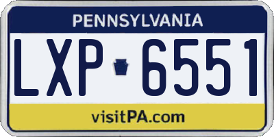 PA license plate LXP6551