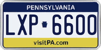 PA license plate LXP6600