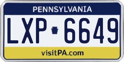 PA license plate LXP6649