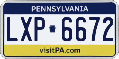 PA license plate LXP6672