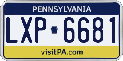 PA license plate LXP6681