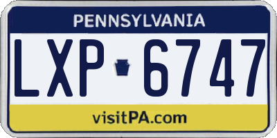 PA license plate LXP6747