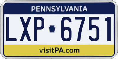 PA license plate LXP6751