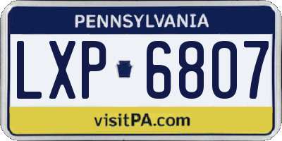 PA license plate LXP6807