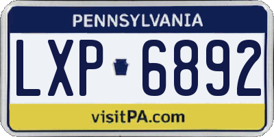 PA license plate LXP6892