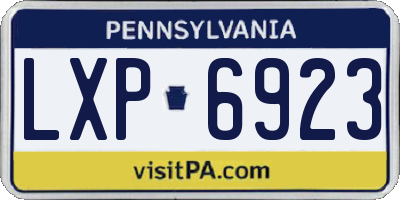 PA license plate LXP6923