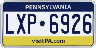 PA license plate LXP6926
